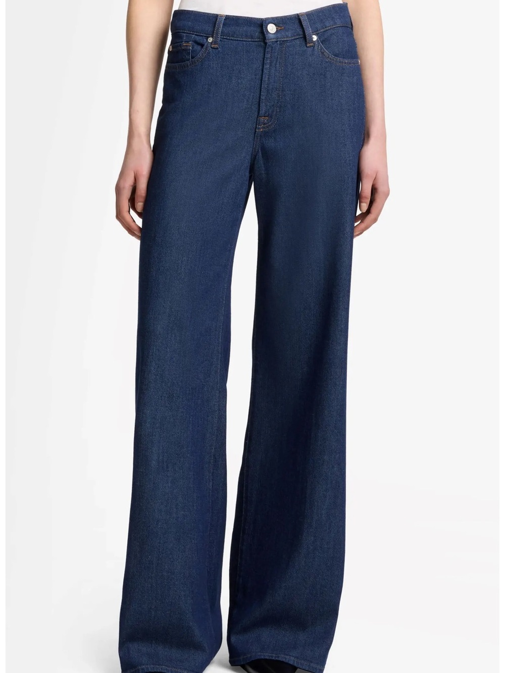 7 For All Mankind Weightless Lotta High Waist Wide Leg Jeans in Deep Indigo 30